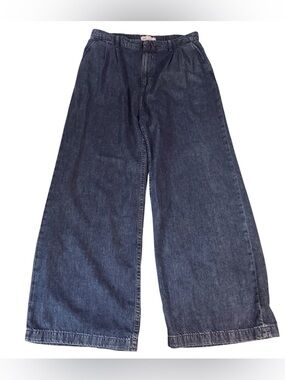 Gap Size 10 Petite Blue Ultrasoft Denim Wide Leg Pants Pleated High Rise Boho